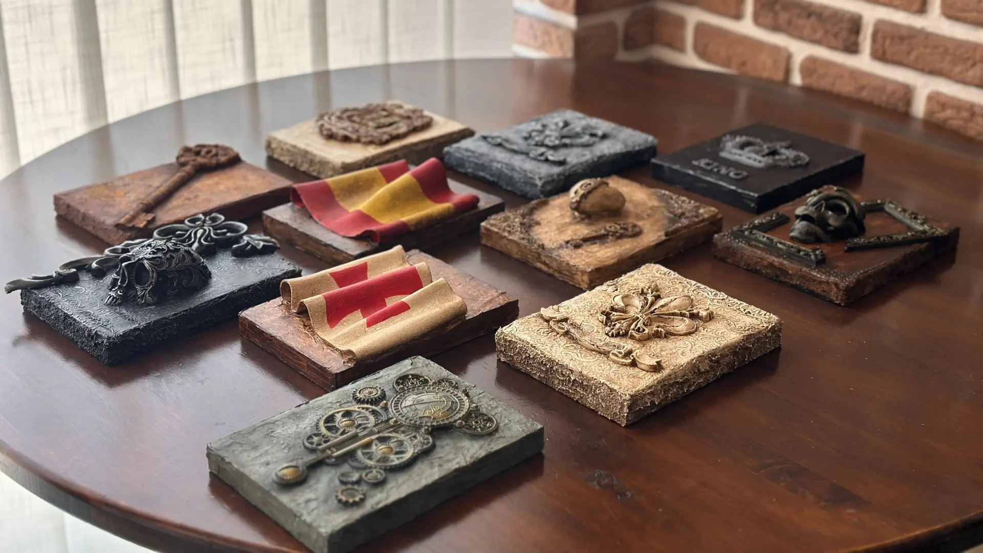 Mesa de madera con piezas de ArtSoul Blocks de diferentes colecciones