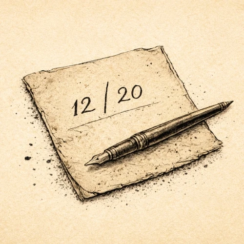 Icono artístico que representa una edición limitada de obra artesanal, dibujado a mano sobre papel envejecido