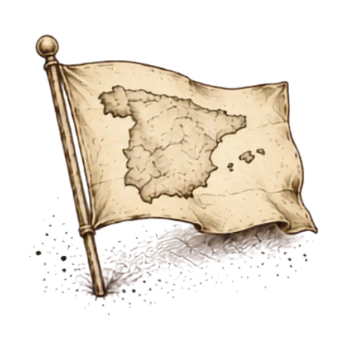 Bandera de España ilustrada con estilo vintage