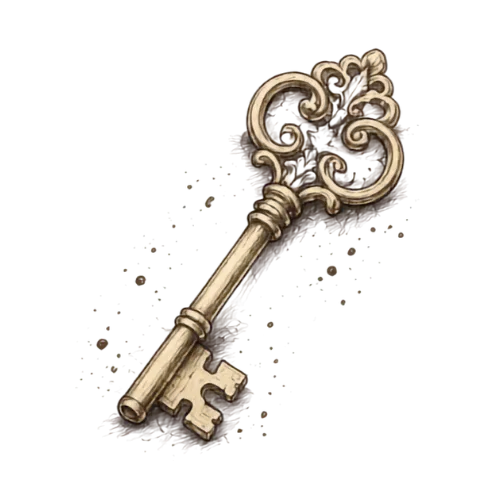 Llave ornamental de estilo victoriano con acabado envejecido
