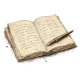 Cuaderno abierto con páginas manuscritas y pluma de escritura de estilo vintage